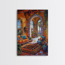 Mediterranean Lounge With Mountain View Framed Canvas Print Spanish Style Patio Wall Art Home Decor Best Gift Seasonal Above Sofa Art