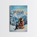 Winter mountain landscape framed canvas print peaceful snowy scene with mountains perfect for holiday home decor or Christmas gift idea