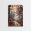 Path Through The Fall Leaves - Framed Canvas Print - Fall Decor - Autumn Gift Idea - Autumn Wall Art - Landscape Painting