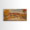 Framed Canvas Print Autumn Cowboy Riders in Fall Colors, Perfect Autumn Decor, Rustic Western Wall Art, and Seasonal Fall Wall Print