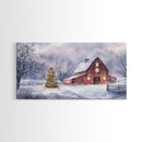 Christmas decor farmhouse Framed Canvas Print snowy barn scene holiday wall art Christmas tree decor best gift Christmas holiday home decor