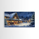 Cozy Snowy Christmas Cabin Scene Canvas Print | Winter Wonderland Christmas Wall Art | Rustic Christmas Decor | 2024 Holiday Art Gift