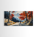 Cowboy Riding In Winter Snow Framed Canvas Print Tall Art Winter Landscape Rustic Christmas Decor Western Home Wall Art Mountain Gift Idea