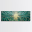 Boho Sunburst Canvas Print, Retro Vibes, Eclectic Wall Art, Large and Wide Horizontal Panoramic Framed Canvas, Minimalist Above Bed Decor
