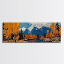 Large Framed Vintage Fall Landscape Wall Art - Oil Painting Print - Living Room Wall Art - Canvas Wall Art - Mountain Painting