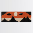 Flying Saucers over The Mountains - Retro Art Deco Inspired Scifi Art - Panoramic Print - Cute Nursery Decor