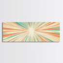 Mid Centery Modern Canvas Print - Framed MCM Style Wall Art, Orange and Green Star Burst - Art Deco Modern Art - Above Sofa Decor