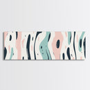 Retro Pink and Turquoise Animal Print Abstract Art, Framed Canvas Print, Wood Framed Extra Large Panoramic Art, 20x60 Art, 24x72 Art