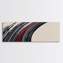 Abstract Line Art - Grey, Black and Brown Lines - Framed Canvas Print - MCM Style Abstract Wall Art, Extra Wide Art
