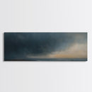 Framed Moody Wall Art, Panoramic Seascape On a Stormy Day - Dark Decor - Cloudy Sky Art - Above Bed Decor, Above Sofa Painting