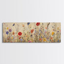 Field of Wildflowers, Spring Floral Decor, Oil Painting Canvas Print, Panoramic Art, Boho Floral Decor, Botanical Wall Art, Field of Flowers