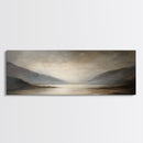 Moody Seascape Wall Art, Framed Canvas Print, Horizontal Panoramic Wall Art, Cloudy Day, Large and Wide Calm Decor, Modern Wall Art