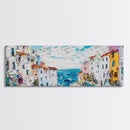 Italian Seaside Impasto Style Canvas Print, Retro Home Decor, Pastel Colors, Italy Wall Art, European Vacation Wall Art Gift