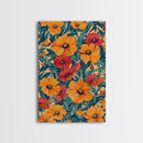Orange and Red Flower Print, Canvas Print, Wood Frame Art, Large Wall Art, Abstract Botanical or Floral Wall Art, Custom Painting For Living Room
