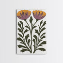 Abstract Botanical Wall Art, Framed Canvas Print, Purple Flowers on White Background
