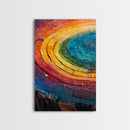 Rainbow Tree Rings, Retro Style Canvas Print, Colorful Rustic Wall Art For Living Room