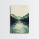 Emerald Green Landscape Painting Print, Wood Framed Canvas Art, Jade Green, Soothing Home Decor, Bed Room Wall Art
