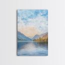 The Calm Lake Framed Canvas Print, PNW Wall Art, Modern Realism Home Decor, Watercolor Landscape Print
