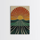 Minimalist Sunset or Sunrise Wall Art Canvas Print, Art Deco Boho Wall Decor, Modern Art, Sun Burst Wall Art