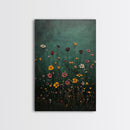 Wood Framed Wildflower Floral Print Minimalist Modern Boho Wall Art Bedroom Decor Botanical Floral Wild Flower Canvas Print