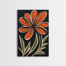 Framed Canvas Wall Art Abstract Botanical Floral Print, Boho Mid-century Modern Floral Canvas Print, Minimalist Boho Modern Art