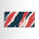 Simplistic Mid Century Modern Art Camo Pattern Canvas Print, Camouflage Wall Art Print, Navy Blue and Red Abstract Wall Art