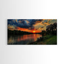 We're On River Time, Framed Canvas Print, Sunset Over An East Texas River, Photography Style Landscape Wall Art, Rustic Farmhouse Art