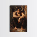 The Satyr Dark Macabre Wall Art, Framed Canvas Print, Dark Academia, Satyr Oil Painting, Halloween Decor