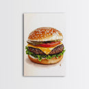 That's a Big Burger, Framed Canvas Print, Wall Art For Kitchen or Dining Room