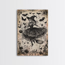 Spooky Season Halloween Witch, Witchy Decor Canvas Print, Black and White Witch Painting Print, Charcoal Sketch Of a Witch