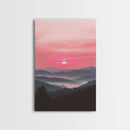 Sunset Over The Smoky Mountains, Framed Canvas Print, Smoky Mountain Art, Landscape Photography Style Home Decor, Retro Wave Art