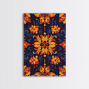 Botanical Pattern Wall Art Framed Canvas Print, Wood Framed Art, Mexicano Art, Mexican Tile Print Wall Art, Chicano Farmhouse Art