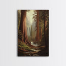 Fantasy Forest Painting Print, Majestic Redwood Trees of Ancient California Fantasy Art, California home Decor, Redwood Trees Painting