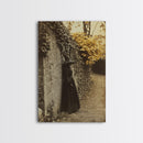 Sad Witch in the Fall Framed Canvas Print, Gothic Home Decor, Witch Photography Style Art