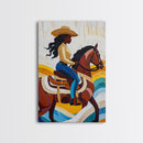 Pop Art Black Cowgirl Painting Print, Framed Canvas Print, Afrocentric Wall Art, Rustic Farmhouse Wall Art
