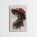 Mexicano Wall Art Framed Canvas Print, Female Matador, Chicano Wall Art, Chicano Painting