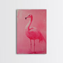 Preppy Pink Flamingo Painting Print, Trendy Wall Art, Animal Print, Framed Canvas Print, Wood Framed Art, Dorm Decor, Apartment Art