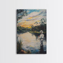 Fly Fishing Wall Art - Framed Canvas Print - Fly Fishing Painting, Fly Fishing Art, Gift Idea for Fisher, Fishing Gift Idea