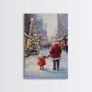 Santa in the Town Square, Framed Cavnas Print, Christmas Decor, Christmas Wall Art, Rustic Wall Art, Retro Christmas Wall Art