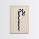 Black and White Candy Cane Sketch, Canvas Print, Christmas Decor, Christmas Painting, Christmas Wall Art