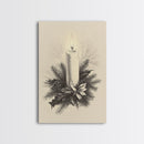 Boho Christmas Candle Canvas Print - Framed Canvas - Minimalist Christmas Art - Boho Christmas Art - Rustic Christmas Art
