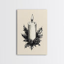 Rustic Christmas Candle Canvas Print - Framed Canvas - Minimalist Christmas Art - Boho Christmas Art - Rustic Christmas Art