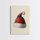 Painting of Santa's Hat Canvas Print - Framed Canvas - Minimalist Christmas Art - Boho Christmas Art - Rustic Christmas Art