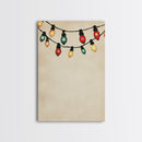 Drawing of Retro Christmas Lights Canvas Print - Framed Canvas - Minimalist Christmas Art - Boho Christmas Art - Rustic Christmas Art