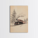The Polar Express Train Canvas Print - Framed Canvas - Minimalist Christmas Art - Boho Christmas Art - Rustic Christmas Art