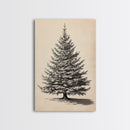 Sketch of a Christmas Tree Canvas Print - Framed Canvas - Minimalist Christmas Art - Boho Christmas Art - Rustic Christmas Art