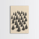 Sketch of a Christmas Tree Farm Canvas Print - Framed Canvas - Minimalist Christmas Art - Boho Christmas Art - Rustic Christmas Art