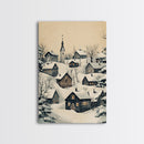 Christmas Village Canvas Print - Framed Canvas - Minimalist Christmas Art - Boho Christmas Art - Rustic Christmas Art