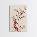 Holly Berries Canvas Print - Framed Canvas - Minimalist Christmas Art - Boho Christmas Art - Rustic Christmas Art