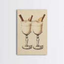 Retro Eggnogg Canvas Print - Framed Canvas - Minimalist Christmas Art - Boho Christmas Art - Rustic Christmas Art